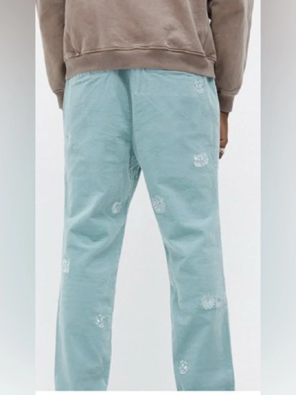 PacSun Embroidered Corduroy Trouser Pants Slim Fit Aqua  Medium (NWOT)